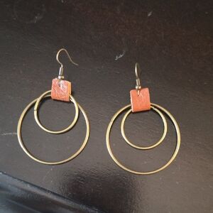 Gold and Brown Hoop Earrings